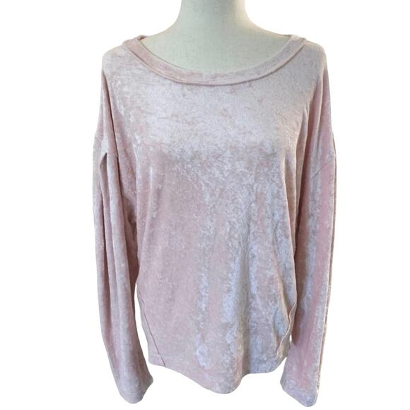 We the Free. Pink velour top. Side detail drop shoulder. Puff sleeve size M - Picture 3 of 7